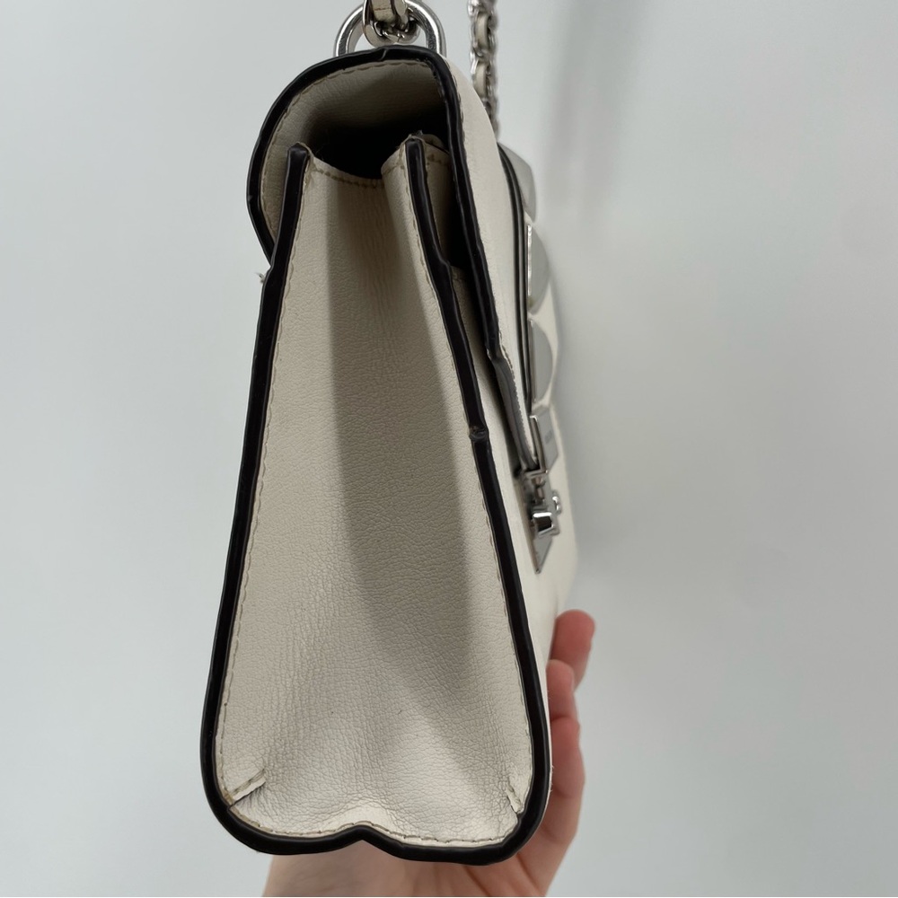 Michael Kors Rose Medium Flap Shoulder Bag White Leather Studded - Picture 10 of 15